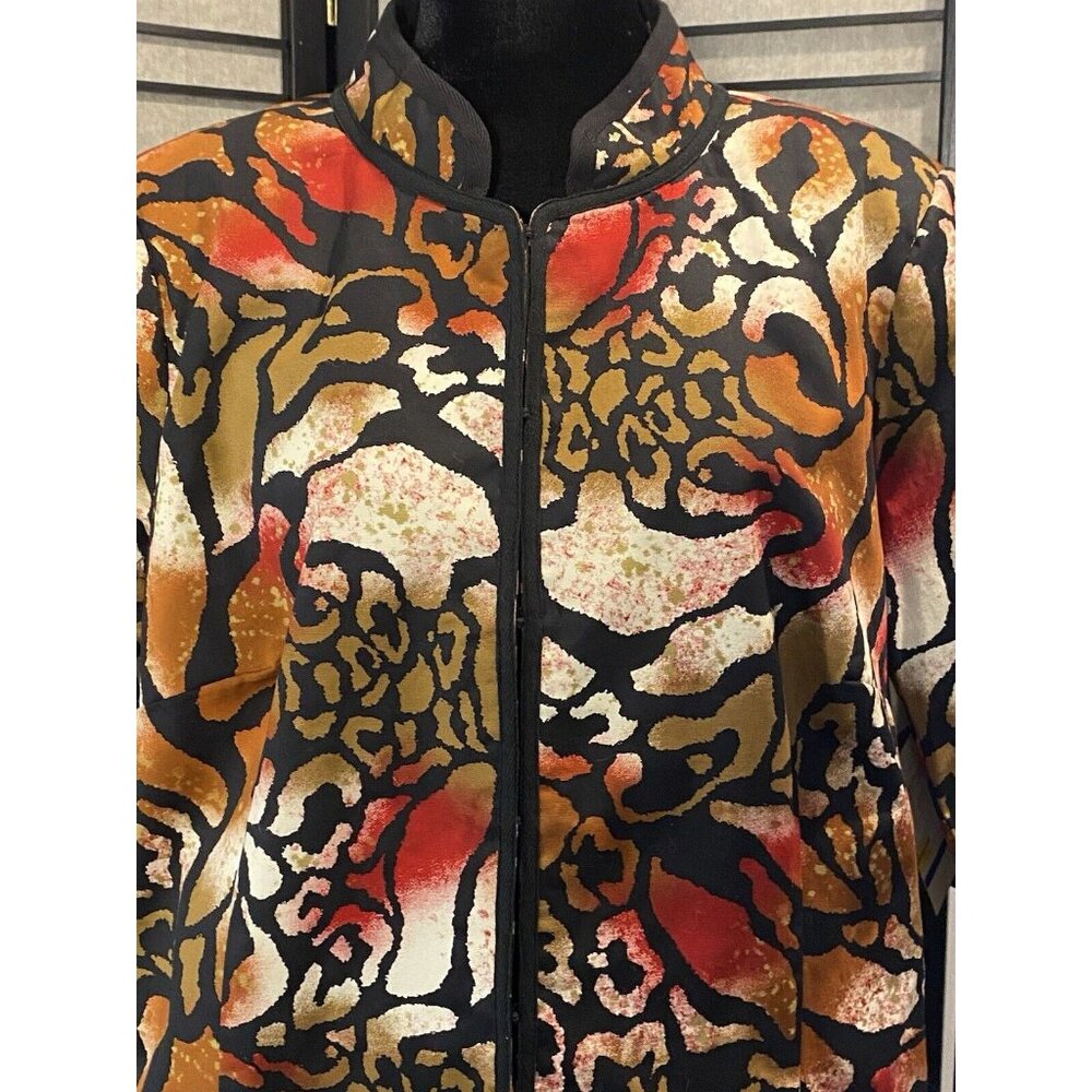 Multiples Women Sz 1X Blazer Jacket Stretch Colorful Animal Print Cotton Spandex - Picture 2 of 12